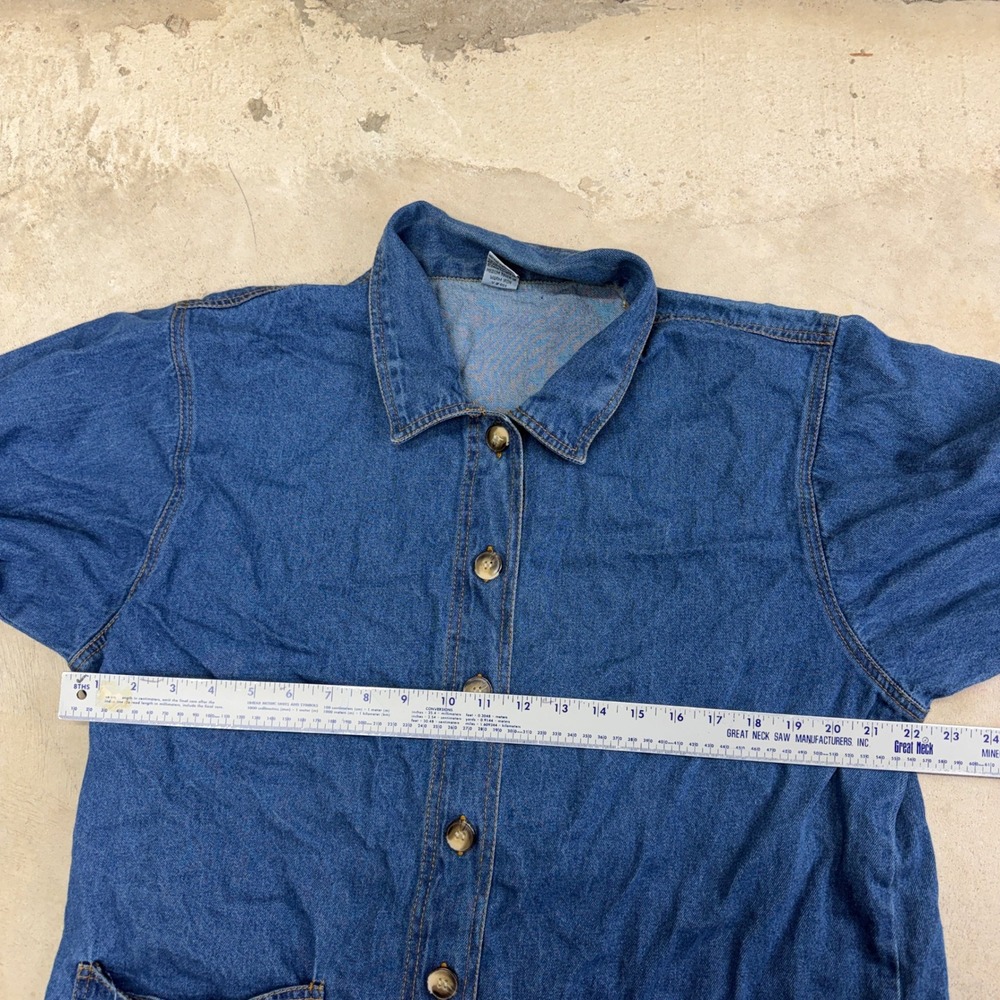 Denim Jazz Embroidered Floral Jean Jacket Shirt Button Front Women's‎ L VTG - Picture 7 of 10